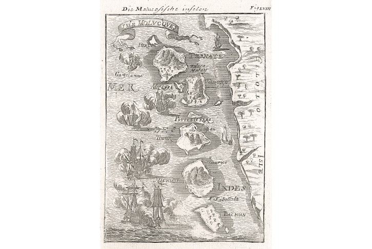 Moluky ostrovy, Mallet, mědiryt, 1719