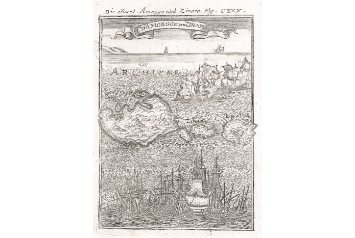 Amorgo, Mallet, mědiryt, 1719
