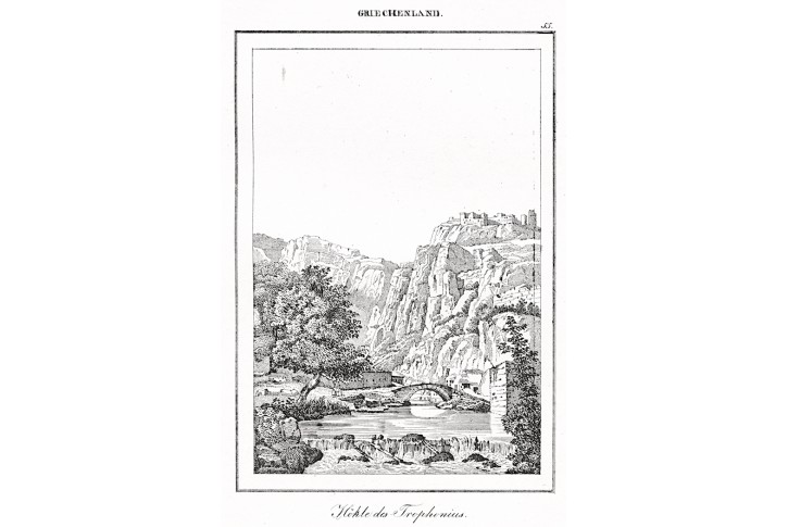 Trophonius cave, Le Bas, oceloryt 1840