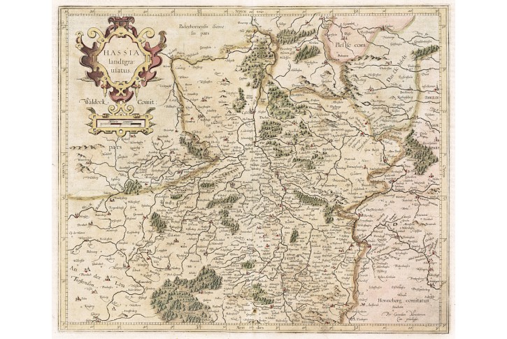 Hessen, Mercator - Hondius, mědiryt, 1613