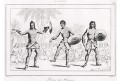 Hawaii domorodí tanečníci , Rienzi, oceloryt,1836