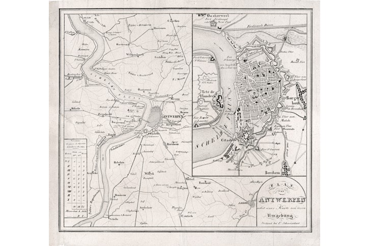 Antwerpen Plan, litografie , (1840)