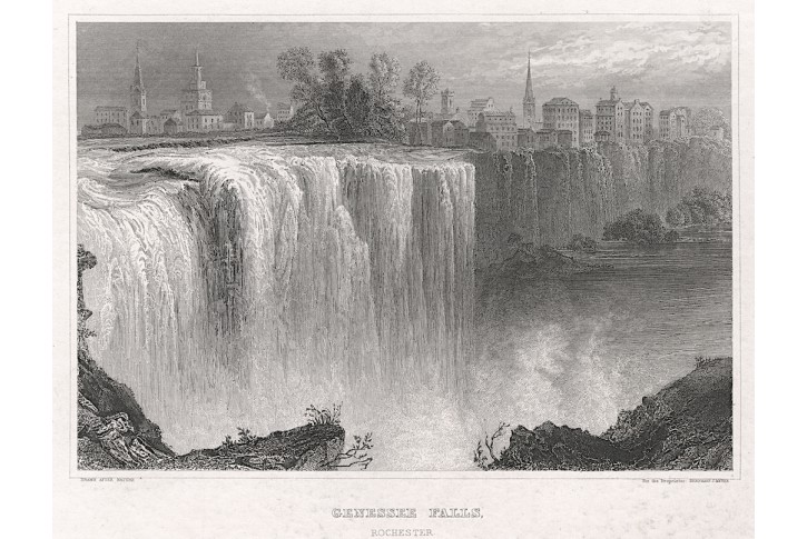 Genesse Falls Rochester, Meyer, oceloryt, 1850