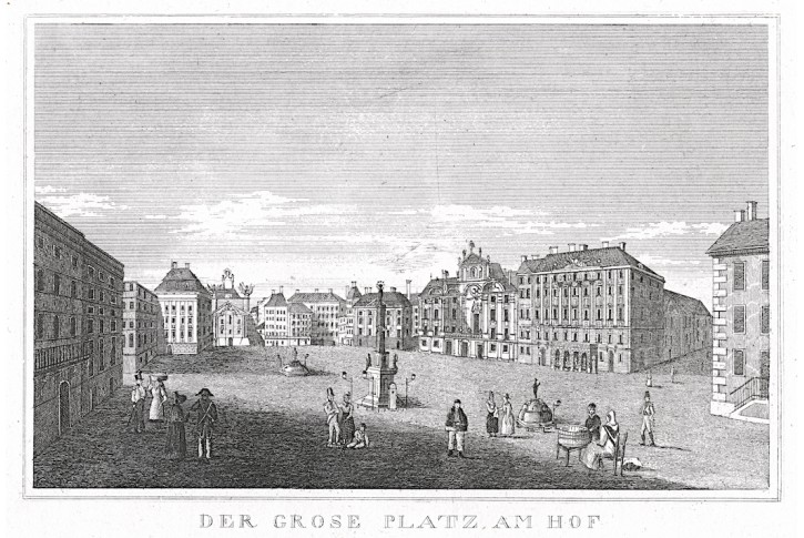 Frankfurt Grosse Platz am Hof, oceloryt, 1840