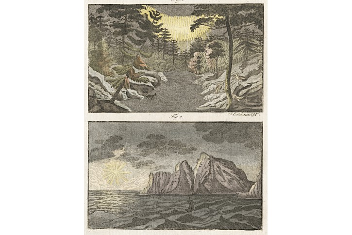 Polární záře  Bertuch, kolor. mědiryt , (1800)