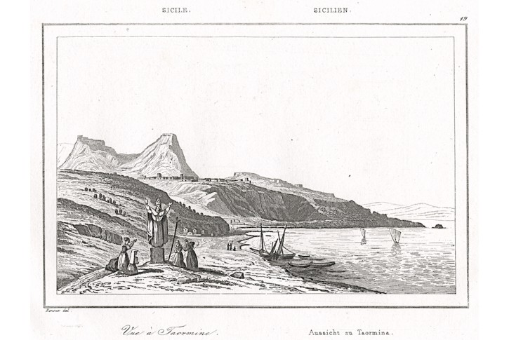 Taormina, Le Bas, oceloryt 1840
