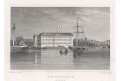 Amsterdam přístav, Lange, oceloryt, (1860)
