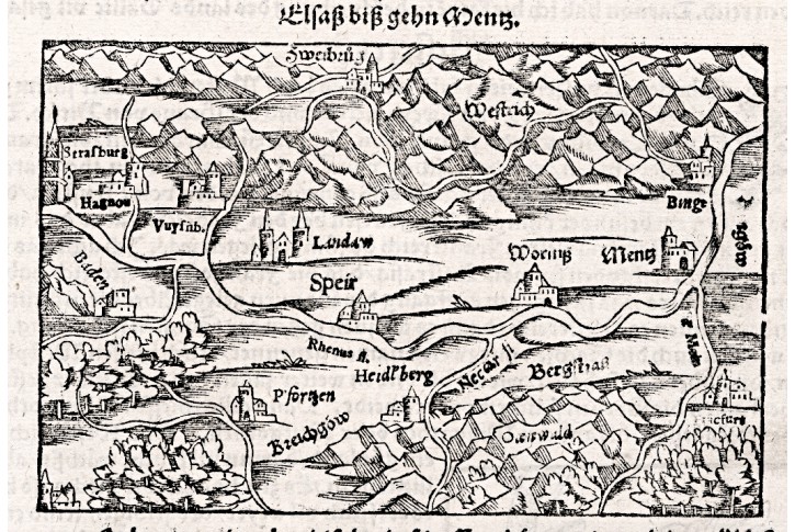 Münster S.: Strasbourg Speyer, dřevořez , 16 stol