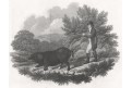 Divočák lov, mědiryt ,1805