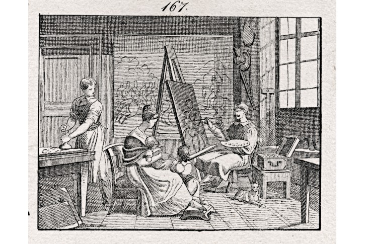 Malíř, litografie, (1840)