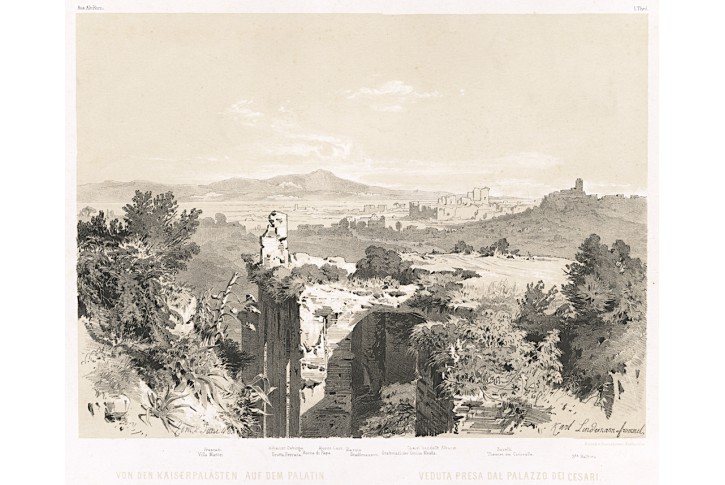 Roma Palatin, Lindermann Frommel, litografie, 1846