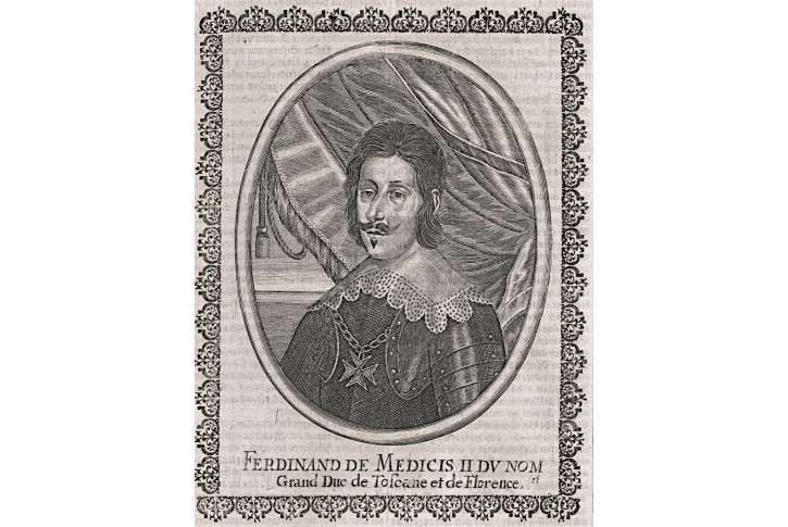 Ferdinand Medici II., Merian,  mědiryt 17. stol