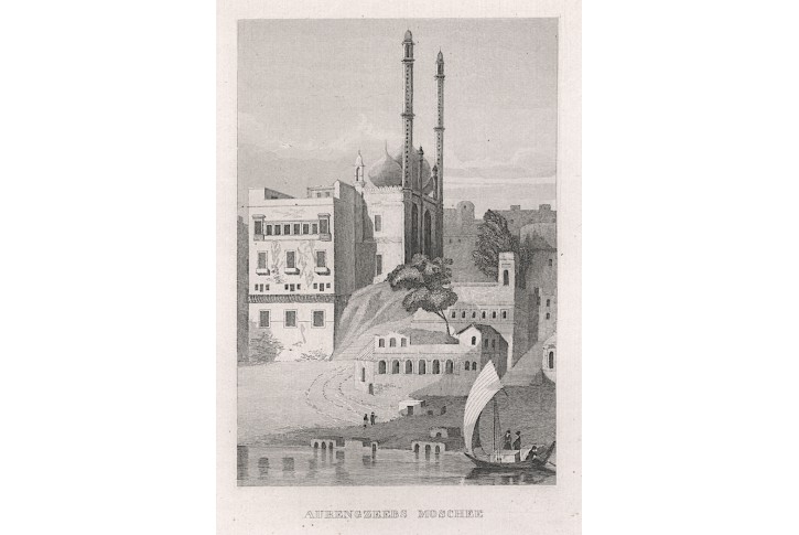 Aurangzeb in Banaras - Indie, oceloryt, (1840)