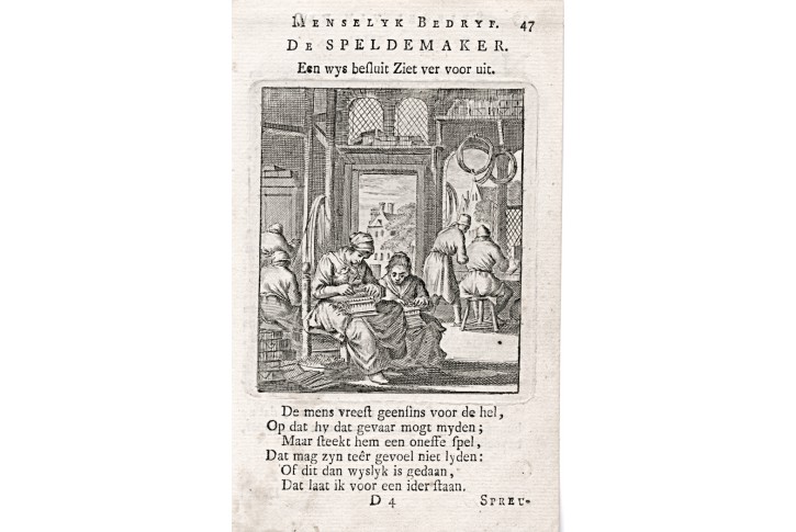 Vyšívání,  Jan Luyken, , mědiryt, 1711
