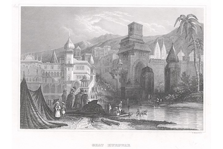 Ghat Hurdwar, Meyer, oceloryt, 1850