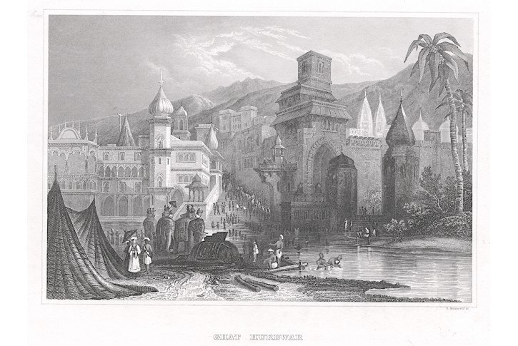 Ghat Hurdwar, Meyer, oceloryt, 1850