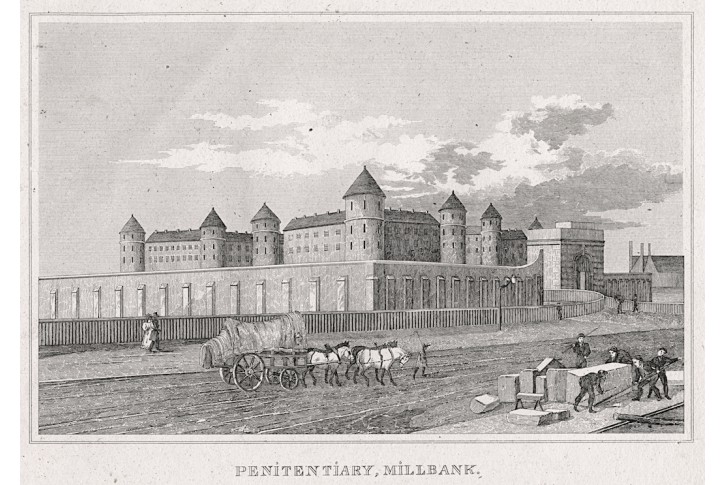 London Penitentiary Millbank, litografie, (1830)
