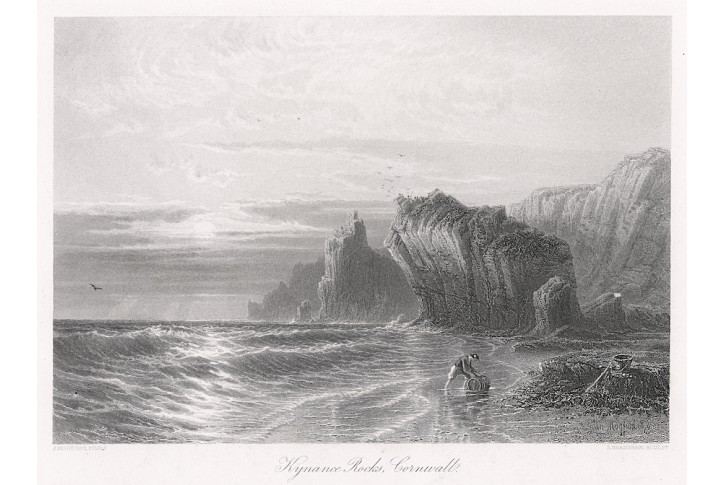 Kyance Rocks Corwall, oceloryt, (1860)