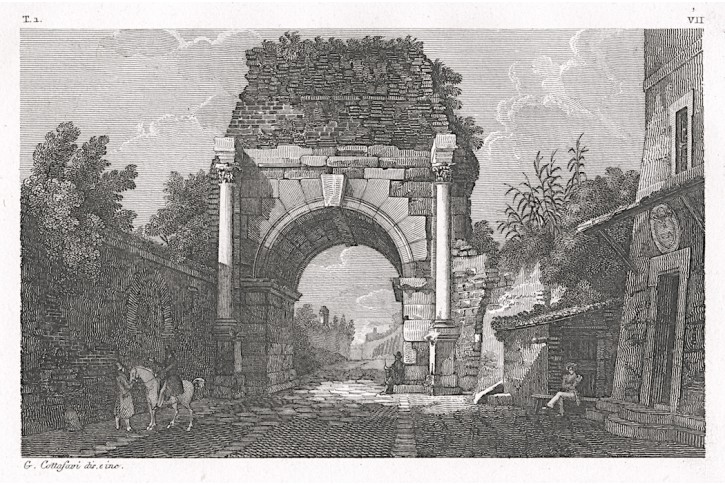 Roma Arco di Druso, mědiryt, (1830)