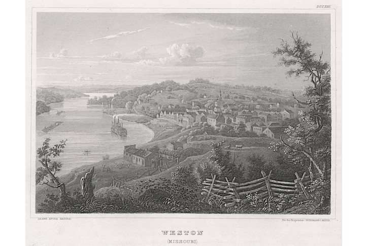 Weston Missouri, Meyer, oceloryt, 1850