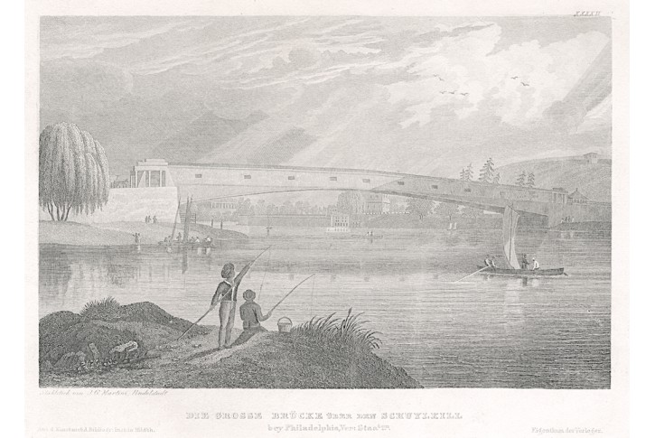 Schuylkill River Pensylvania,Meyer, oceloryt, 1850