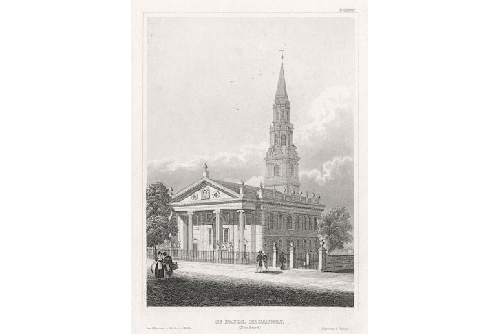 New York Broadway St. Paul, Meyer, oceloryt, 1850