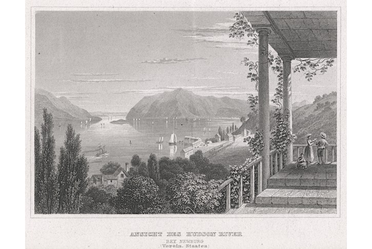 Newburg Hudson river, Meyer, kolor. oceloryt, 1850