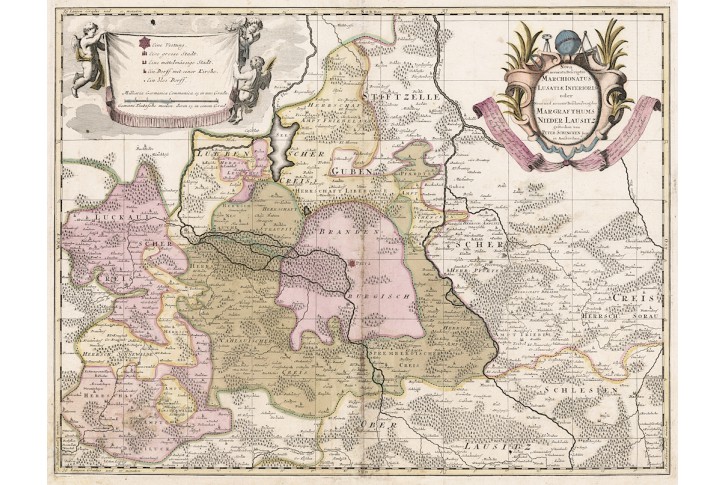 Schenck P.: Nieder Lausitz, kolor. mědiryt, 1710