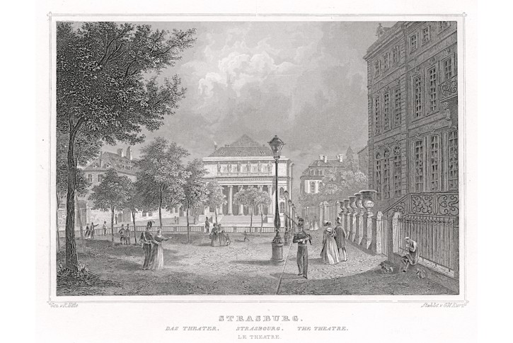 Strasburg divadlo, Lange, oceloryt (1860)