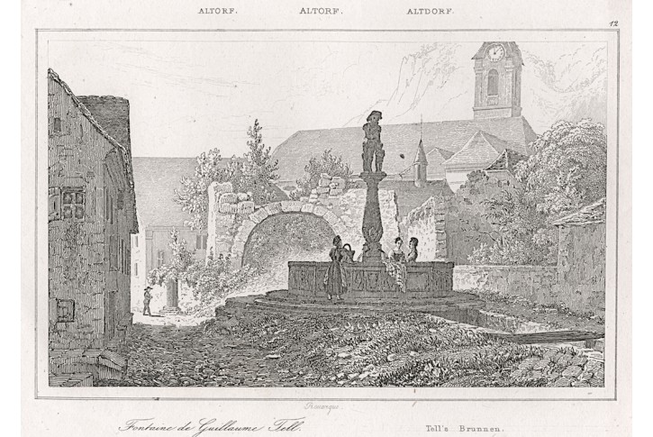Altdorf Tell Brunnen Le Bas, oceloryt 1842