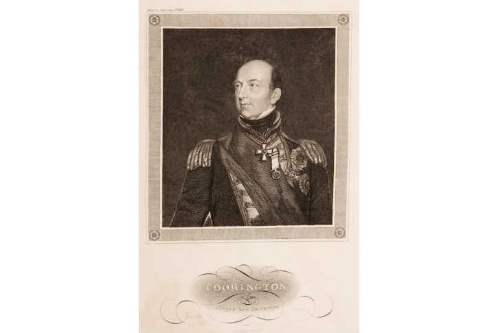 Codrington Edward, generál, oceloryt, 1850