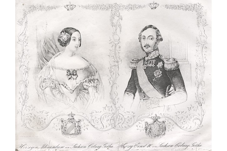 Ernst IV. von Sachsen Coburg, litografie. 1850