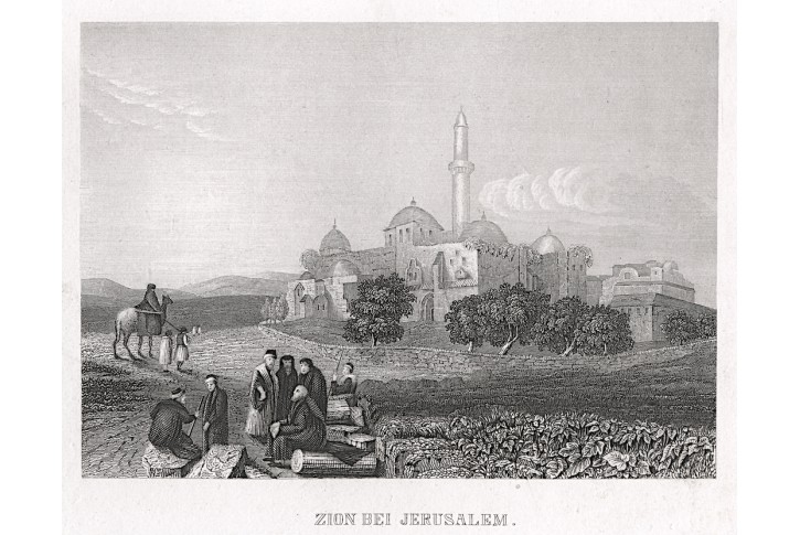 Jeruzalem Sion, Strahlheim, mědiryt,(1840)