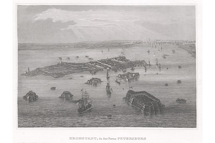 Kronštadt Petrohrad, Meyer, oceloryt, (1850)