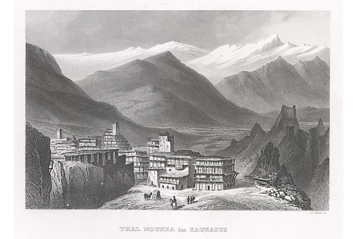 Kavkaz Šeki - Noukha, Meyer, oceloryt, (1850)