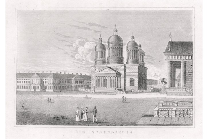Petrohrad Sv. Izák, Strahlheim, oceloryt, 1837