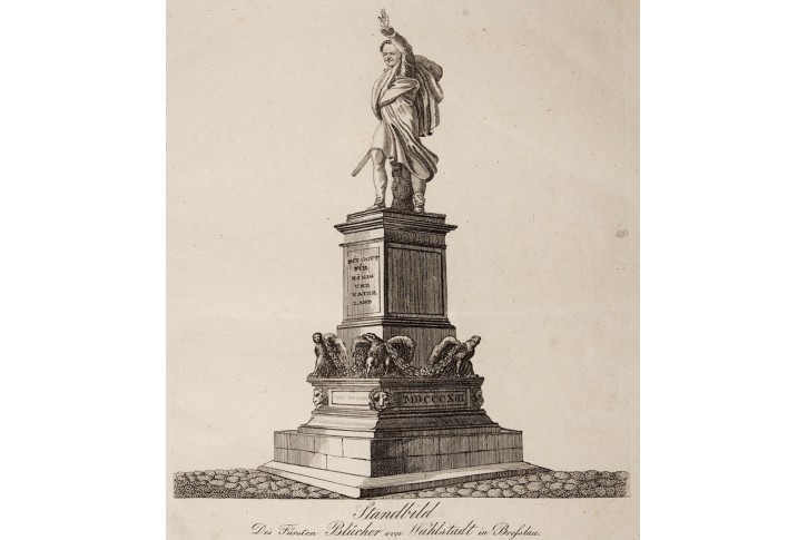 Blücher pomník Wroclaw, Rainold, mědiryt, 1828