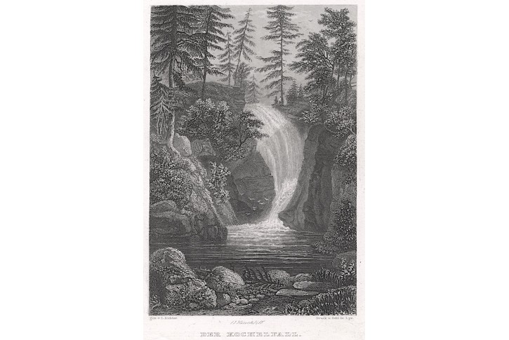 Wodospad Szklarki,  Herloss, oceloryt, 1841