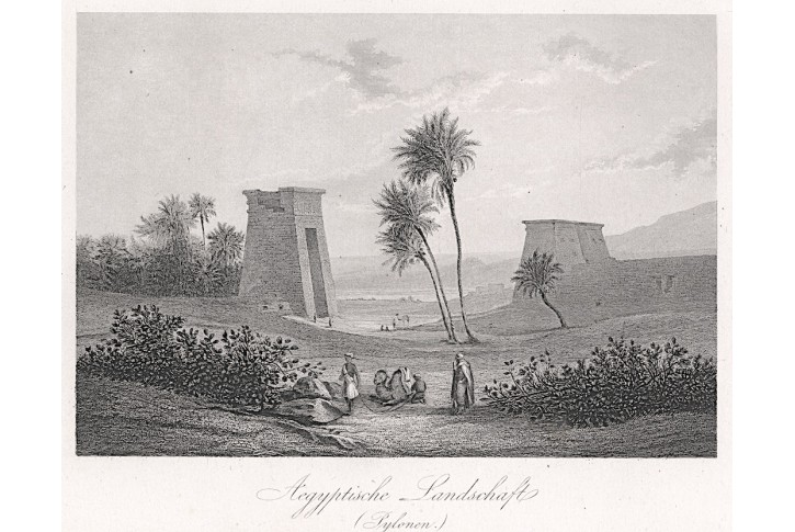Egypt pylony, oceloryt, (1860)