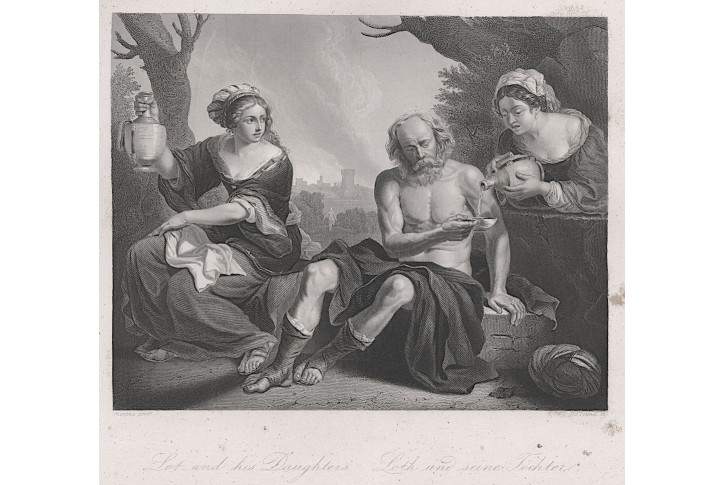 Lot a jeho dcery, oceloryt, (1860)