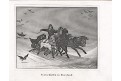 Pošta sáně Rusko,, oceloryt, 1860