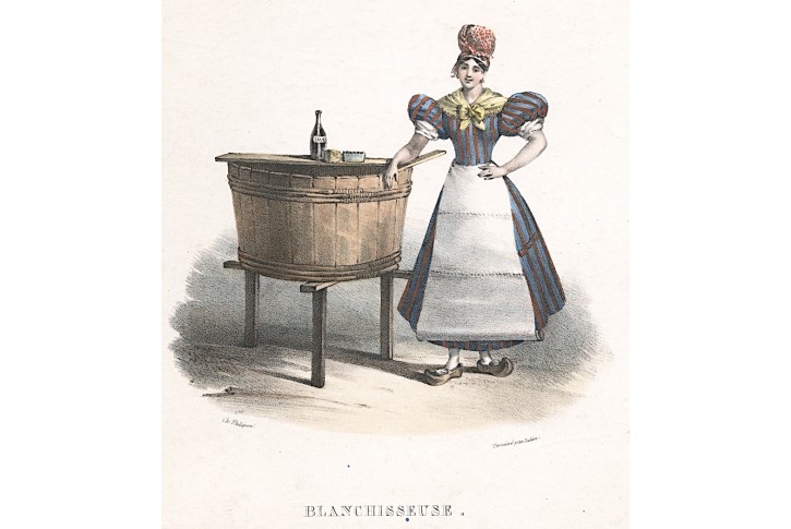 Pradlena, kolor. litografie, (1850)