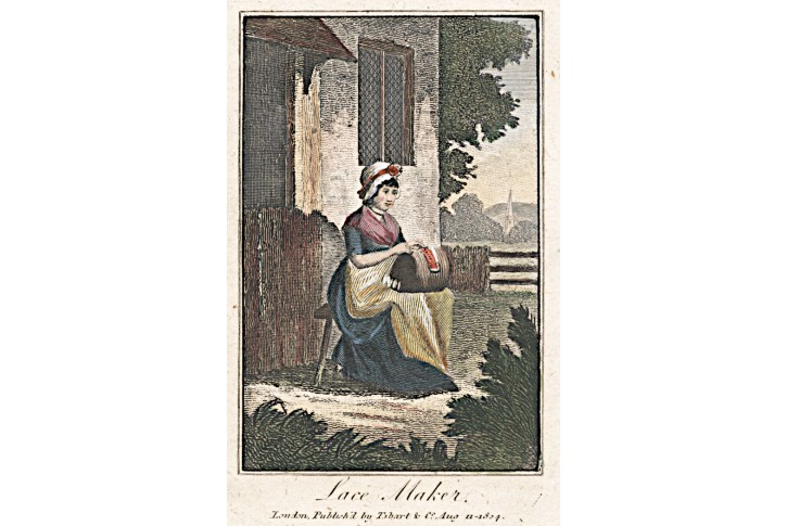 Vyšívání, Weigel, kolor. mědiryt , 1814