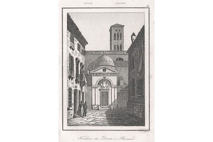 Ravenna Tomba di Dante, Le Bas, oceloryt 1840