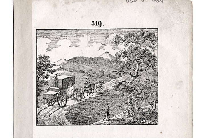 Pošta dostavník, litografie, (1840)