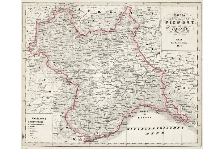 Piemont Savoyen, Berra, kolor. litografie, 1855