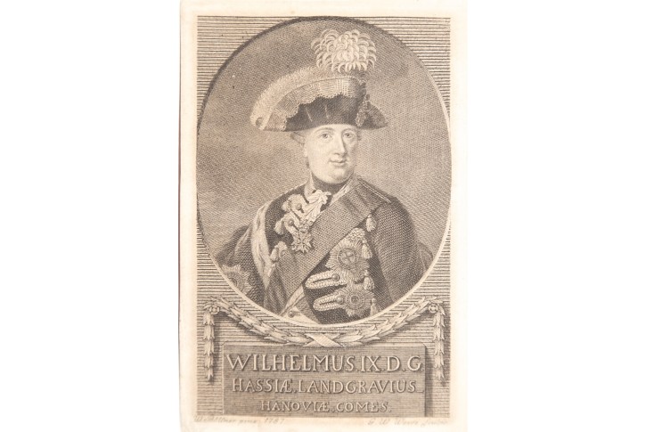 Wilhelm IX. Hessenský kníže , mědiryt,1787