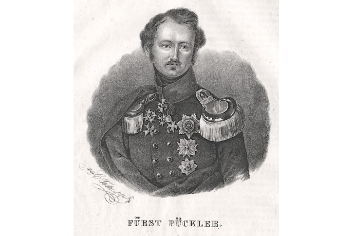 Pückler - Muskau, Medau, litografie, 1841