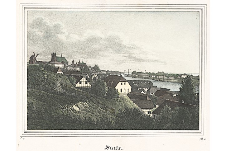 Stětín - Stettin, kolor. litografie, 1838