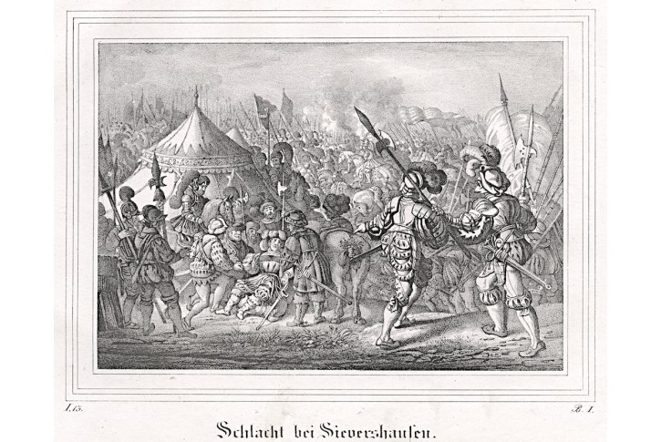 Sievershausen bitva, Saxonia , litografie 1833